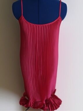 Johnny Was Fuchsia Pleated Maxi Slip Dress